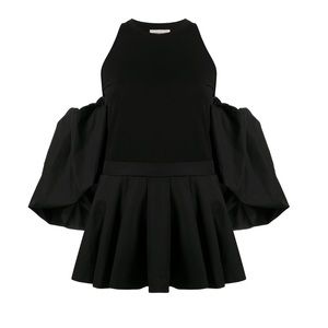 Alexander McQueen Cold-Shoulder Peplum Blouse IT40 *I SHIP SAME DAY!*